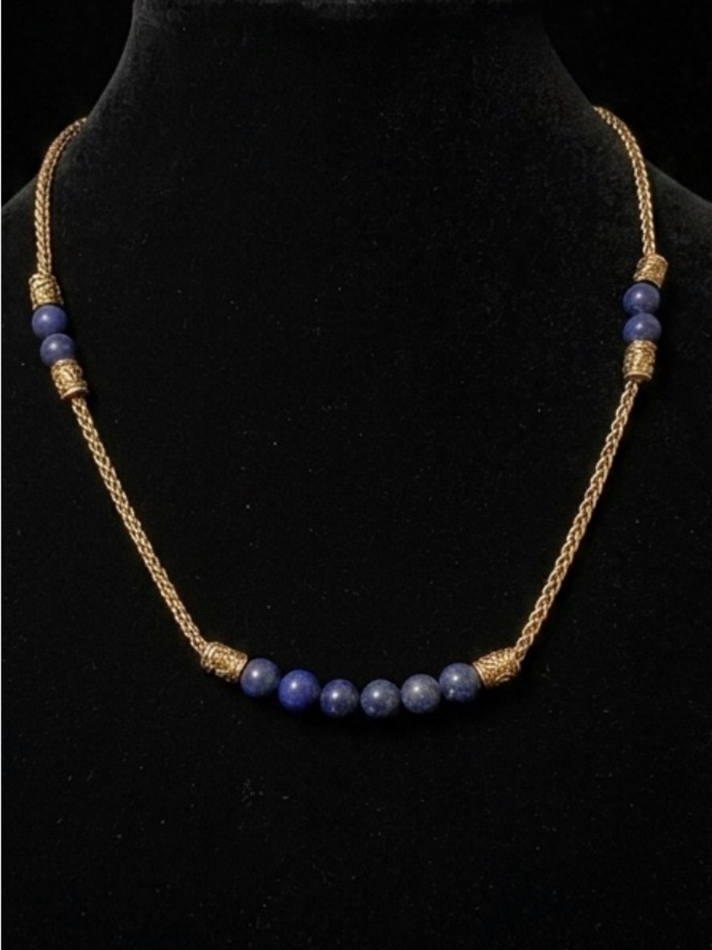 #307 Camrose & Kross Jackie Kennedy JBK Blue Lapis Lazuli Gold-tone Necklace